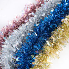 wholesale Laser Tinsel Artificial Christmas Garland with stars